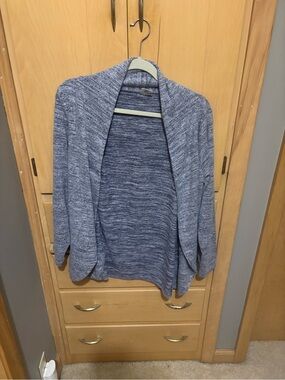 Hello Mello Cozy Open-Front Blue Marled Cardigan Sweater